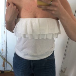 White ruffled tube top